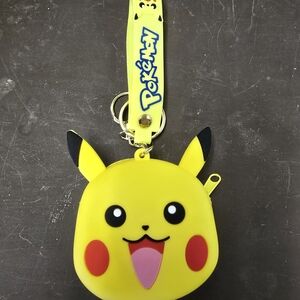 Pokemon Pikachu Yellow Keychain Coin Bag